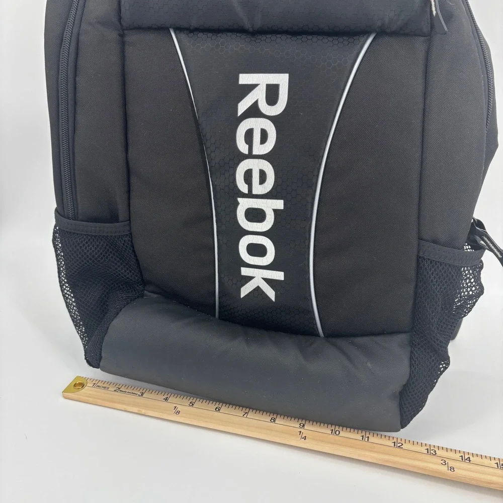 Reebok black backpack laptop compartment minimalist full size school gym travel